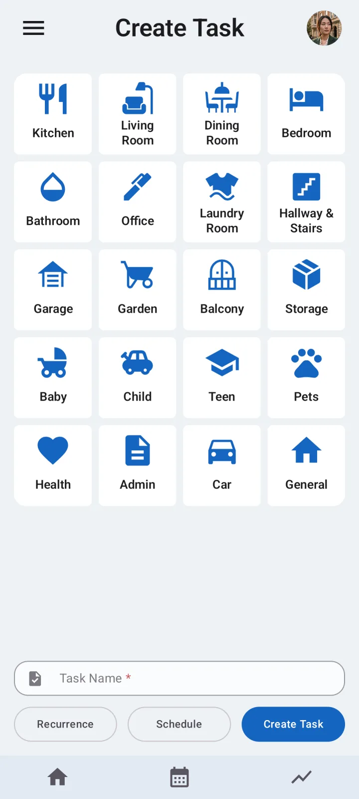 Create a recurring household chore in Octidy with schedule and bidding settings